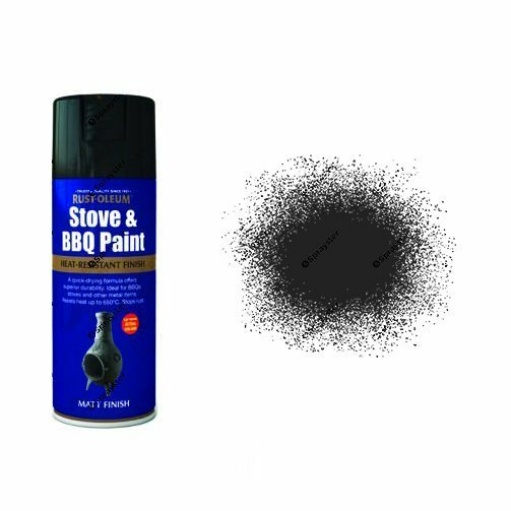 Rust-Oleum Matt Black Heat Resistant Spray Paint 400ml