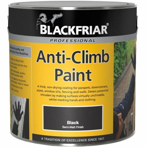 Blackfriar Anti-Climb Vandal Intruder Slippery Black Paint Aids Security 1L