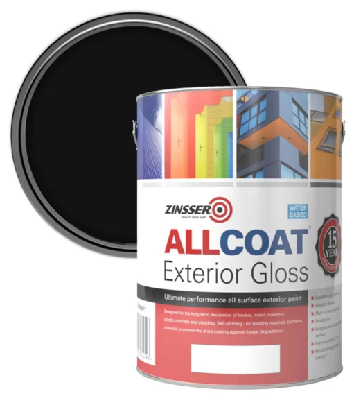 Zinsser Allcoat Multi-Surface Self-Primer Exterior 15 Year WB Gloss Black 5L