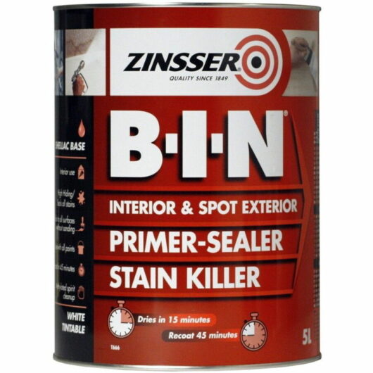 Zinsser B-I-N Primer Sealer Stain Block Stop Killer Interior Exterior 5L
