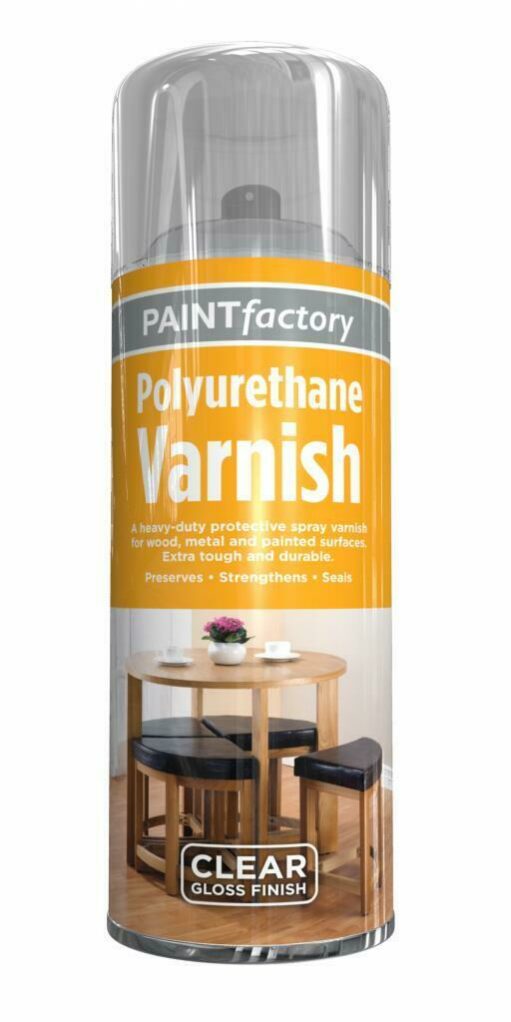 Paint Factory Heavy-Duty Polyurethane Clear Varnish Aerosol Spray Paint Gloss