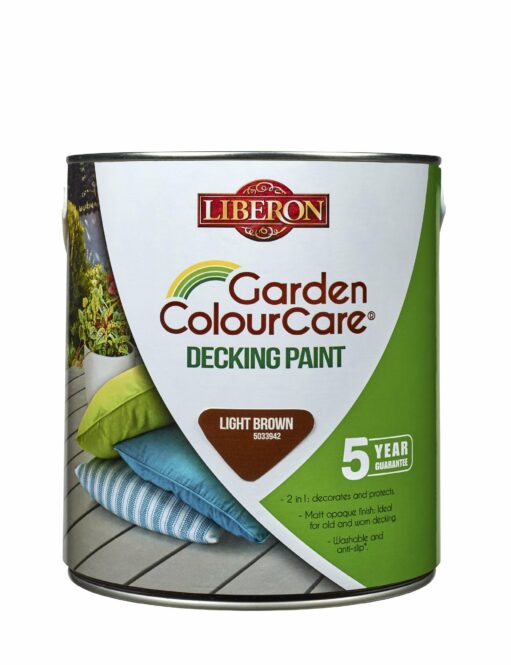 Liberon Garden Colour Care Decking Paint Light Brown 2.5L