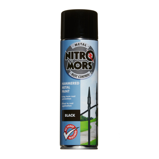 Nitromors Rust Control Anti-Rust Hammered Metal Spray Paint 500ml Black