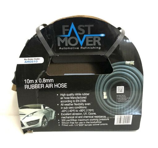 Fast Mover Rubber Air Hose 8mm x10m Swivel Thread