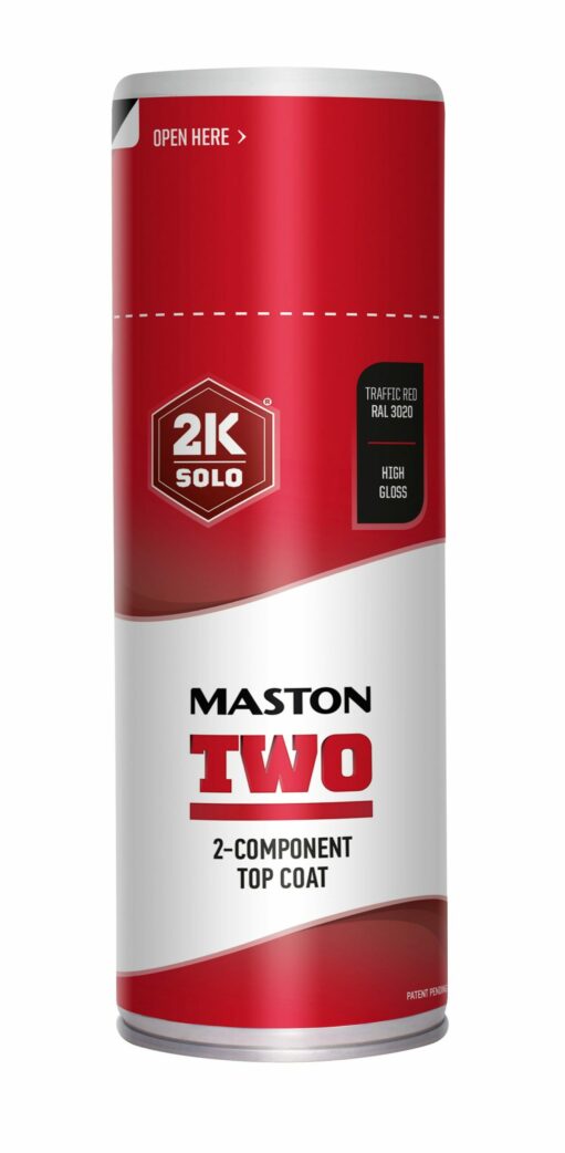 Maston Spray Paint 2K Two High Gloss Flame Red RAL3020 400ml