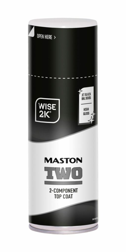 Maston Spray Paint 2K Two High Gloss Jet Black RAL9005 400ml